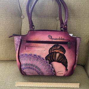 ANUSCHKA Hand Painted Leather Shoulder Bag